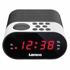 Lenco CR-07 Black/white - Radio-réveil, Radio FM, Alimentation Par Piles : Alimentation Par Piles - Radio-réveil